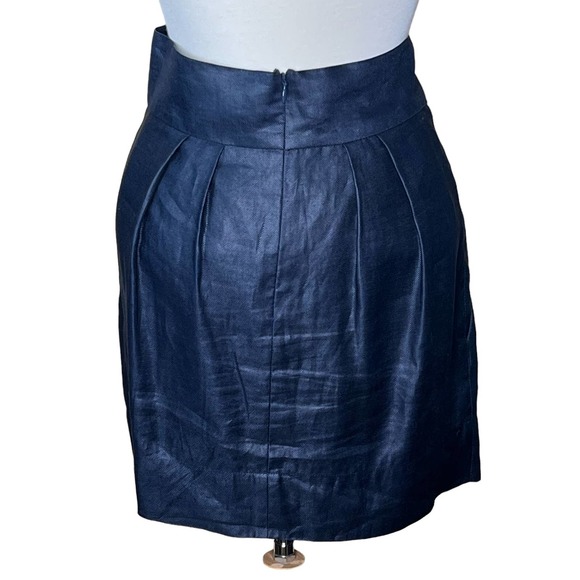 Robert Rodriguez Women’s Navy Mini Skirt with Unique Front Pleat  Apx Size 6 - Picture 8 of 13